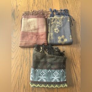 Set of Three Patterned Pashmina Scarves